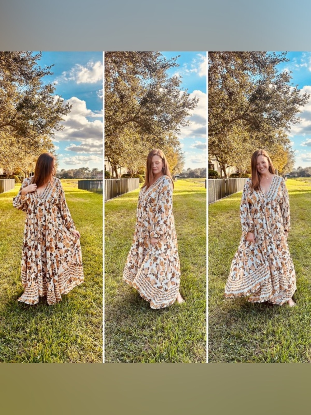 Free People Rows Of Rose Maxi Dress Sundress Floral Yellow Ivory Large